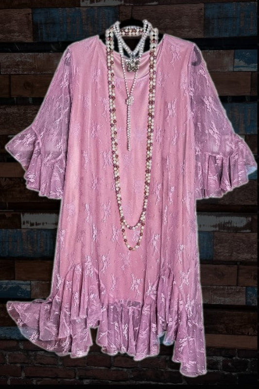 Moments To Treasure Mauve Lace Dress