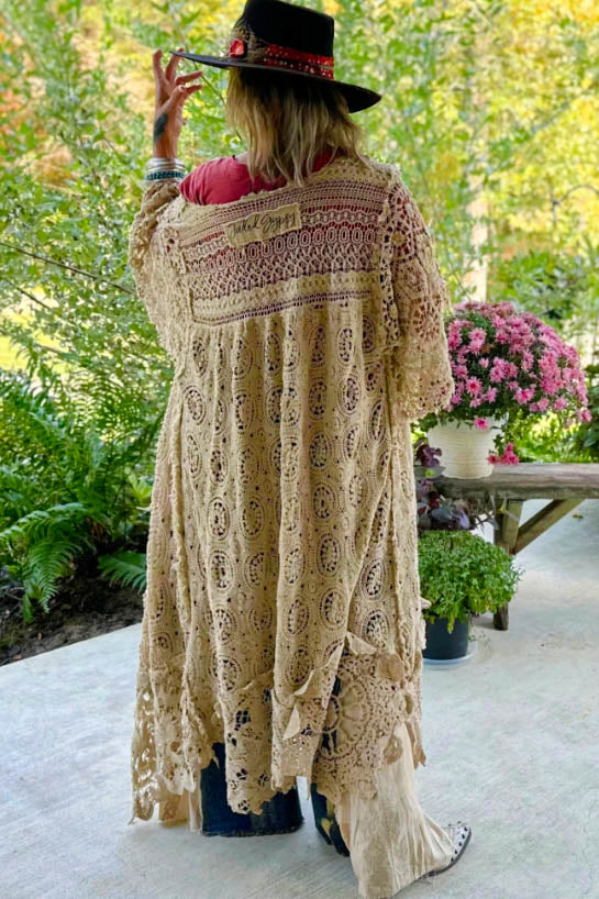 Crochet Garden Maxi Jacket Duster - 100% Cotton - Made in USA
