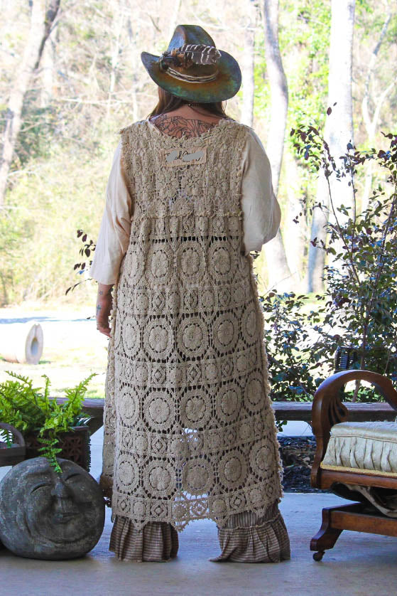 Crochet Forever Timeless Maxi Vest Duster - 100% Cotton - Made in USA