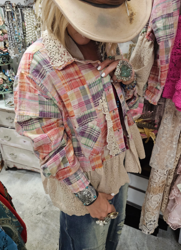 Patchwork Americana Belle Shacket -100% Cotton