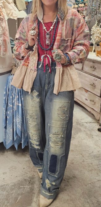 Patchwork Americana Belle Shacket -100% Cotton
