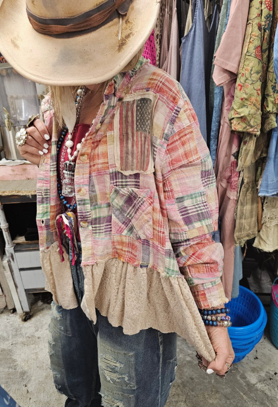 Patchwork Americana Belle Shacket -100% Cotton