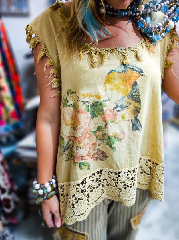 Fly Free Robin Vintage Top - 100% Cotton