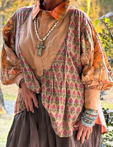 Harvest English Garden Apricot & Multi-Color Tunic - 100% Cotton