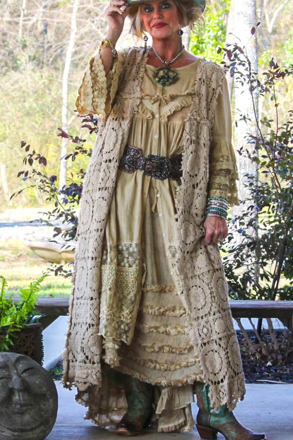 Crochet Forever Timeless Maxi Vest Duster - 100% Cotton - Made in USA