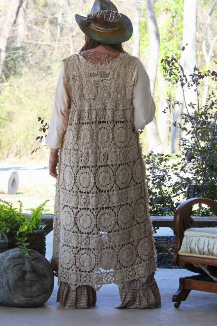Crochet Forever Timeless Maxi Vest Duster - 100% Cotton - Made in USA