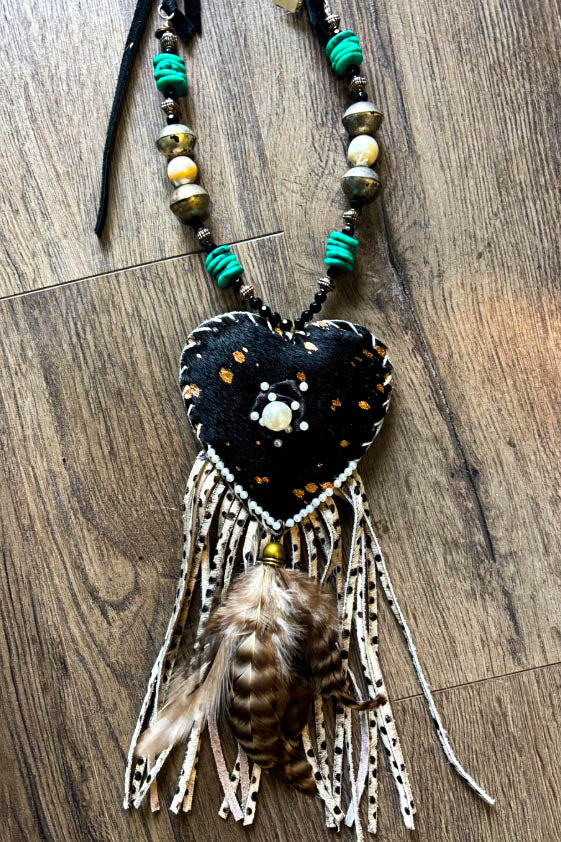 Heart Full of Soul Handcrafted Leather & Feather Necklace