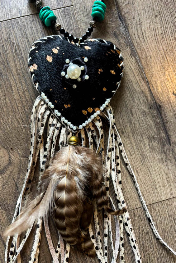 Heart Full of Soul Handcrafted Leather & Feather Necklace
