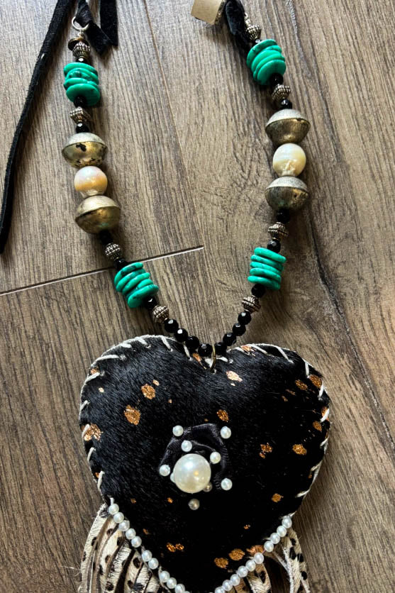 Heart Full of Soul Handcrafted Leather & Feather Necklace