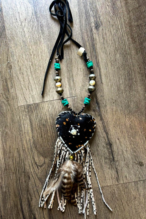 Heart Full of Soul Handcrafted Leather & Feather Necklace