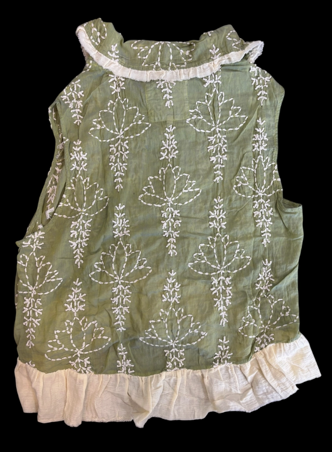 Always in My Dreams Green Embroidery Ruffle Vest
