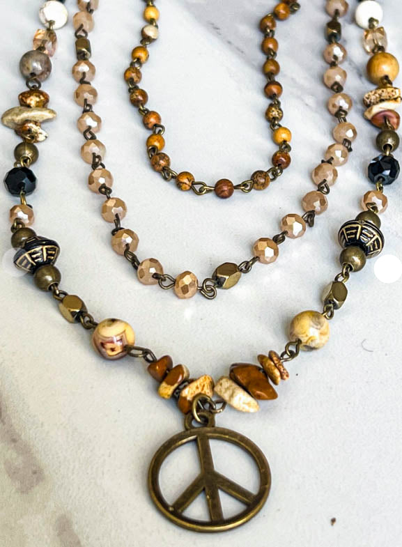 Healing Soul Natural Stone Beaded Layered Necklace