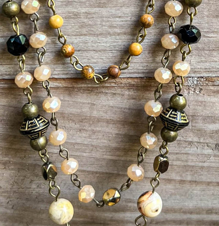 Healing Soul Natural Stone Beaded Layered Necklace
