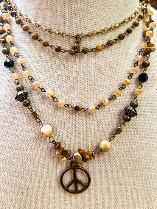 Healing Soul Natural Stone Beaded Layered Necklace