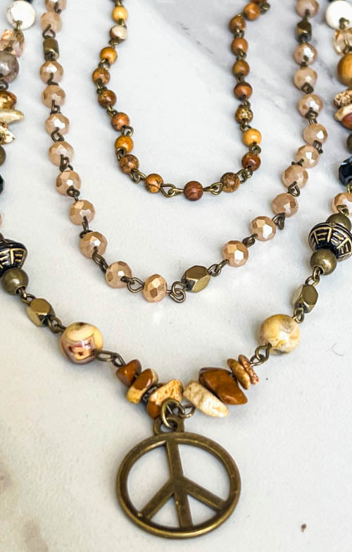 Healing Soul Natural Stone Beaded Layered Necklace