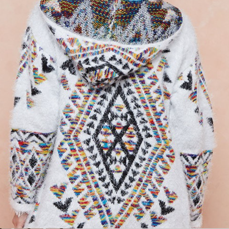 WESTERN MOON COZY SWEATER CARDIGAN IN IVORY &  MULTI-COLOR -------SALE