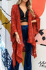 GENUINE SOUL SOFT BOHO EMBELLISHED KIMONO IN RUST
