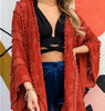 GENUINE SOUL SOFT BOHO EMBELLISHED KIMONO IN RUST