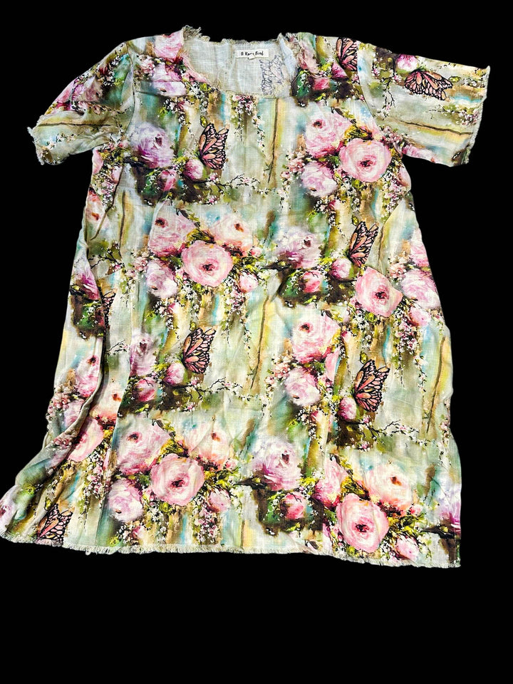 Linen Flora Harmony Vintage Shabby Dress