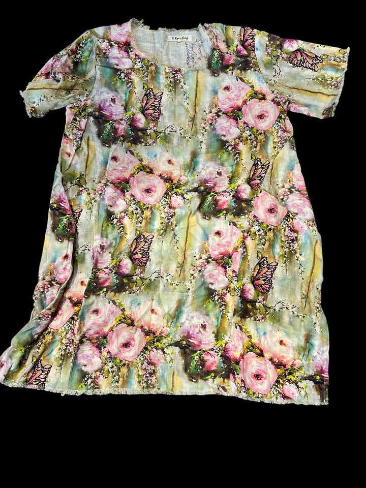 FLORA HARMONY VINTAGE SHABBY FLORAL DRESS IN MULTI-COLOR