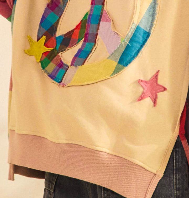 Free Spirit Comfy Soft Sweatshirt Peace & Love In Pink & Multi-Color