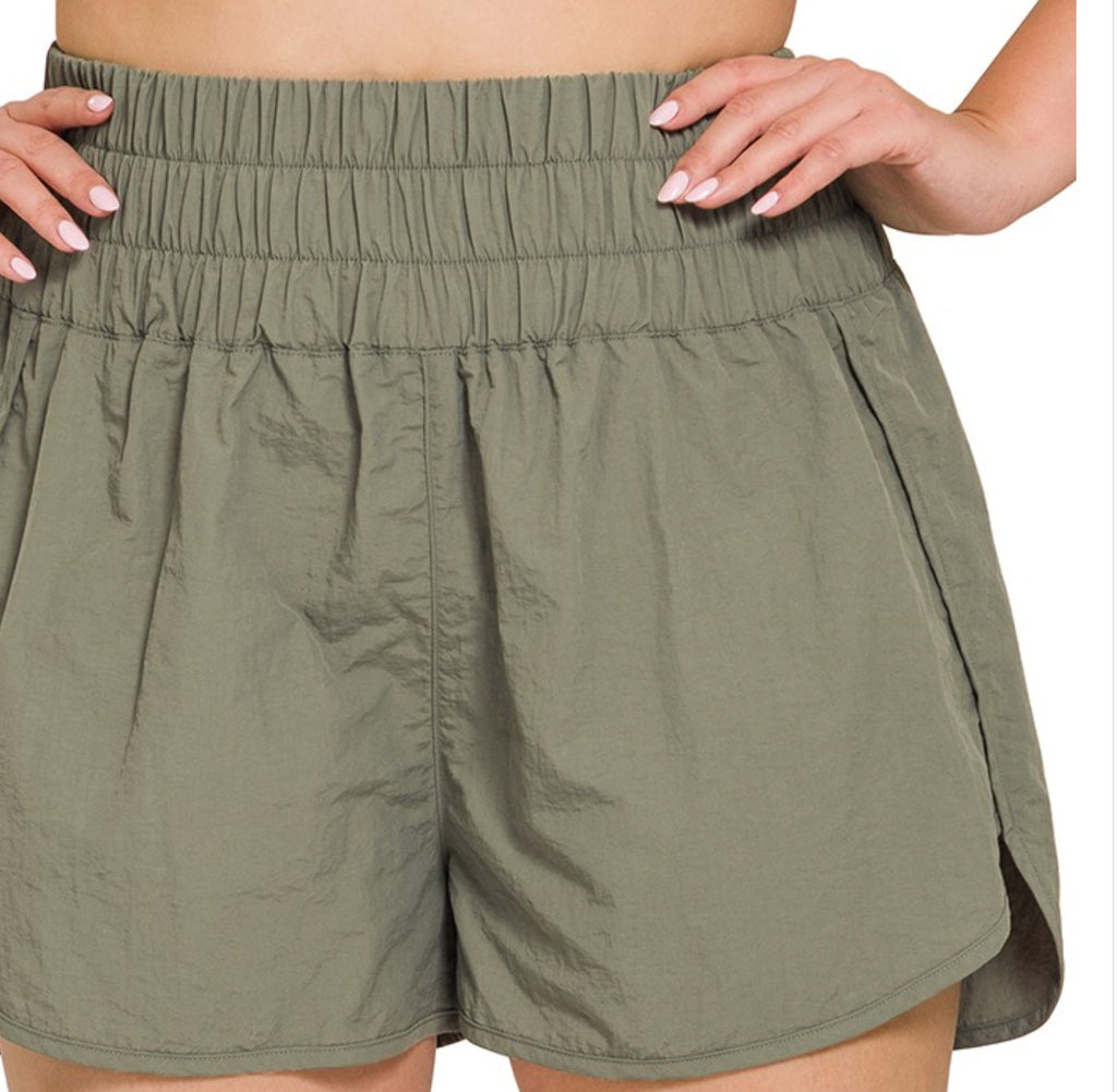 Pretty Comfy Light Olive Plus Size Women's Shorts