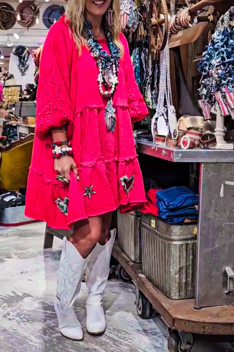 ALL THE PRETTY THINGS 100% COTTON DRESS IN STRAWBERRY PINK