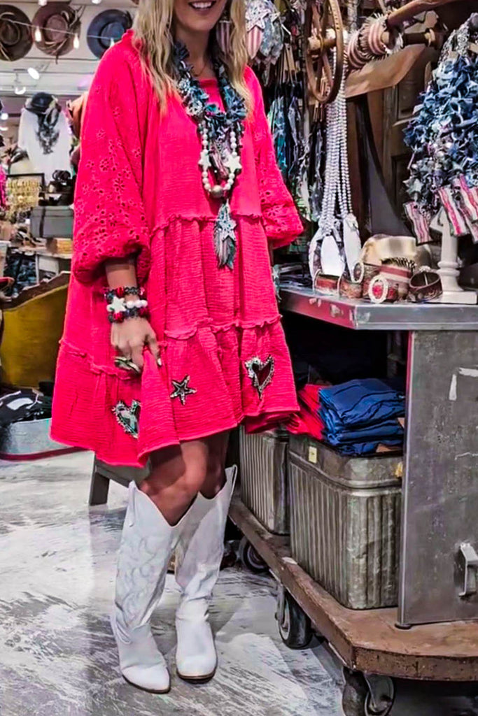 ALL THE PRETTY THINGS 100% COTTON DRESS IN STRAWBERRY PINK