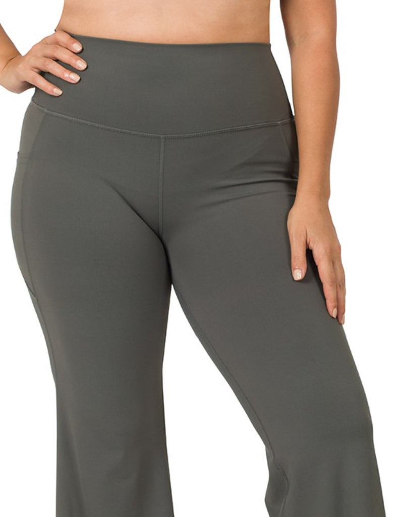 YOGA PANTS LEGGINGS PLUS SIZE WIDE WAISTBAND IN GRAY – Life is Chic Boutique