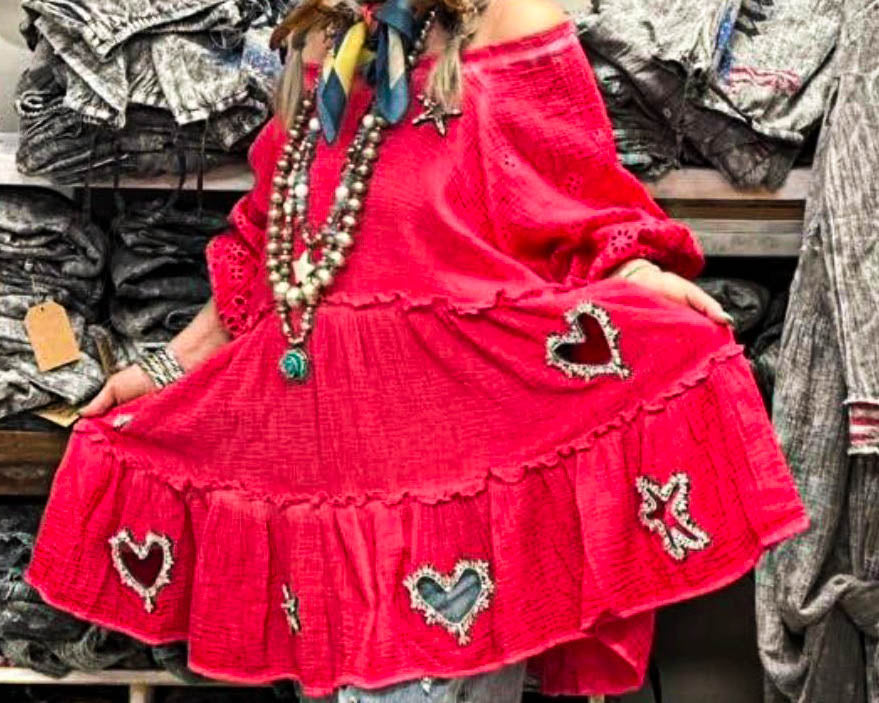 ALL THE PRETTY THINGS 100% COTTON DRESS IN STRAWBERRY PINK