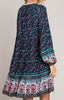L-2X SIZE - BOHO HIPPIE SWING OVERSIZED DRESS IN NAVY ----------SALE