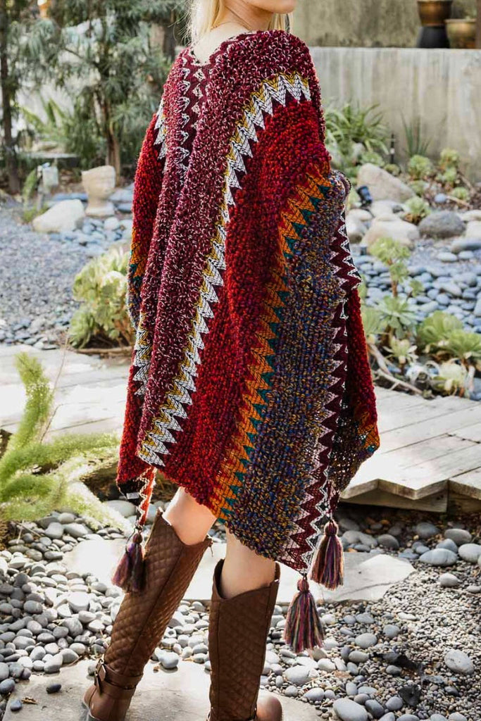 Authentic Beauty Bohemian Crochet Kimono in Maroon & Multi