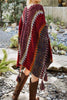 Authentic Beauty Crochet Kimono in Maroon and Multi-Color