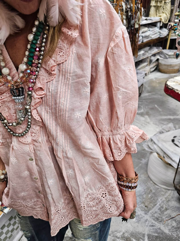 Vintage Harmony Linen Pink Top