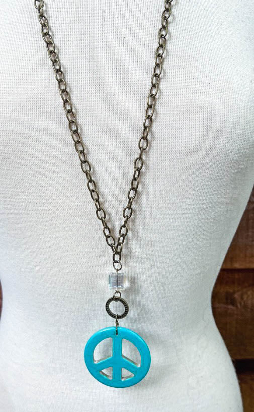 FREE SOUL PEACE CRYSTAL NECKLACE IN BLUE TURQUOISE