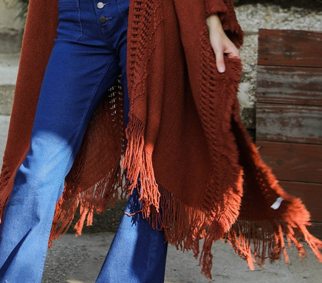 ENJOY THE JOURNEY COMFY COZY KIMONO IN RUST