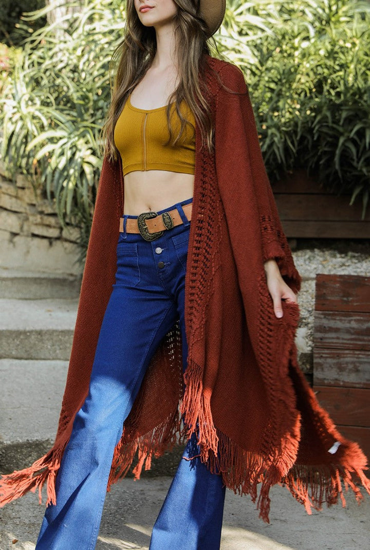 ENJOY THE JOURNEY COMFY COZY KIMONO IN RUST