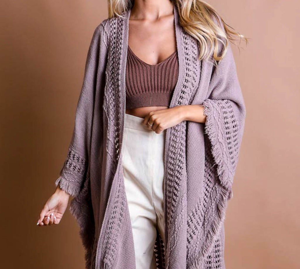 ENJOY THE JOURNEY BOHO KIMONO IN ASH MOCHA