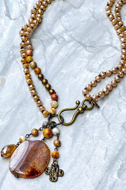 AGATA POLISHED & JASPER NATURAL STONE NECKLACE