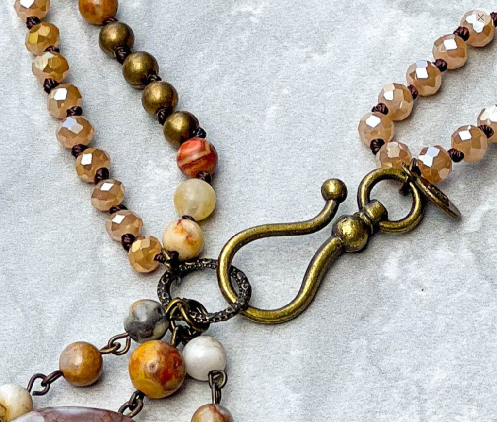 AGATA COFFEE & JASPER NATURAL STONE NECKLACE