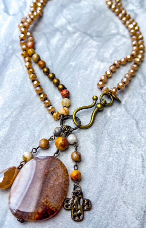 AGATA POLISHED & JASPER NATURAL STONE NECKLACE