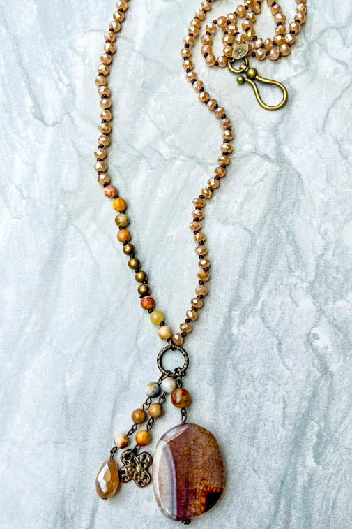 AGATA POLISHED & JASPER NATURAL STONE NECKLACE