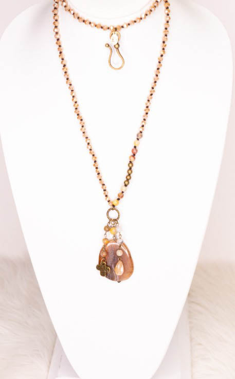 AGATA COFFEE & JASPER NATURAL STONE NECKLACE