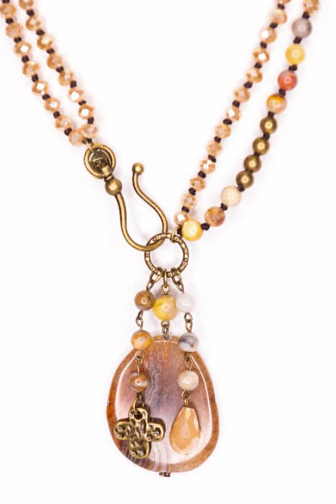 AGATA COFFEE & JASPER NATURAL STONE NECKLACE