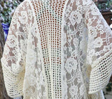 THE SOUNDS OF LOVE CROCHET LACE KIMONO IN IVORY