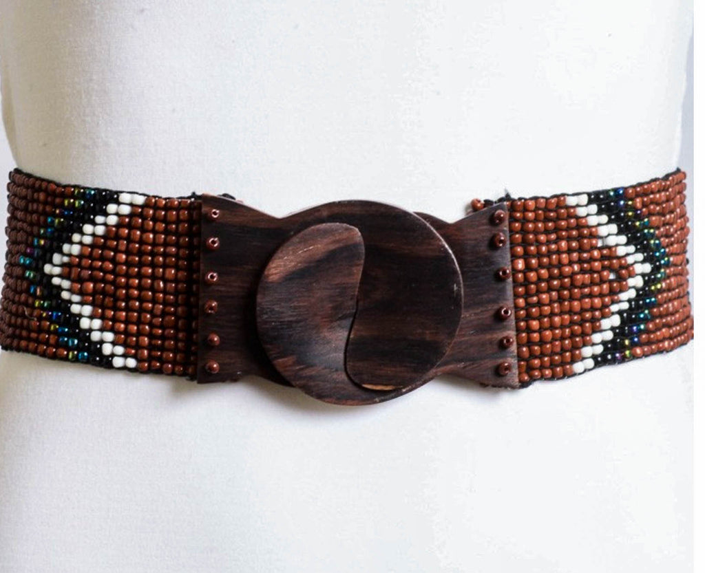 CANYON BROWN BEADED ELASTIC BELT