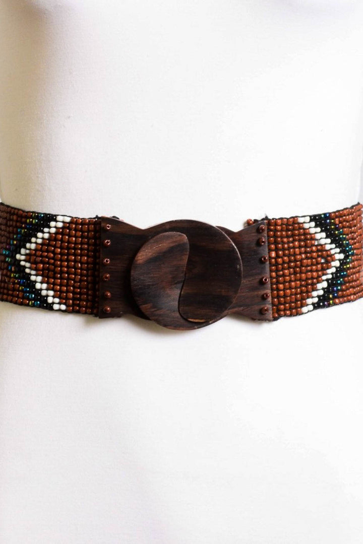 CANYON BROWN BEADED ELASTIC BELT