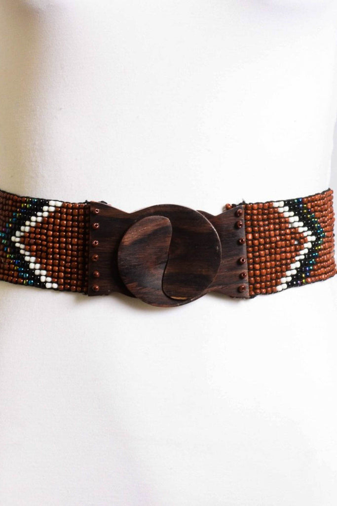 CANYON BROWN BEADED ELASTIC BELT