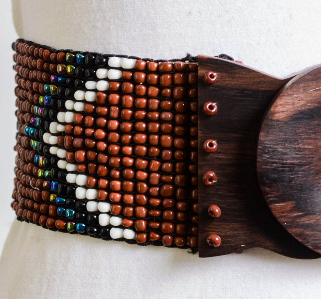 CANYON BROWN BEADED ELASTIC BELT