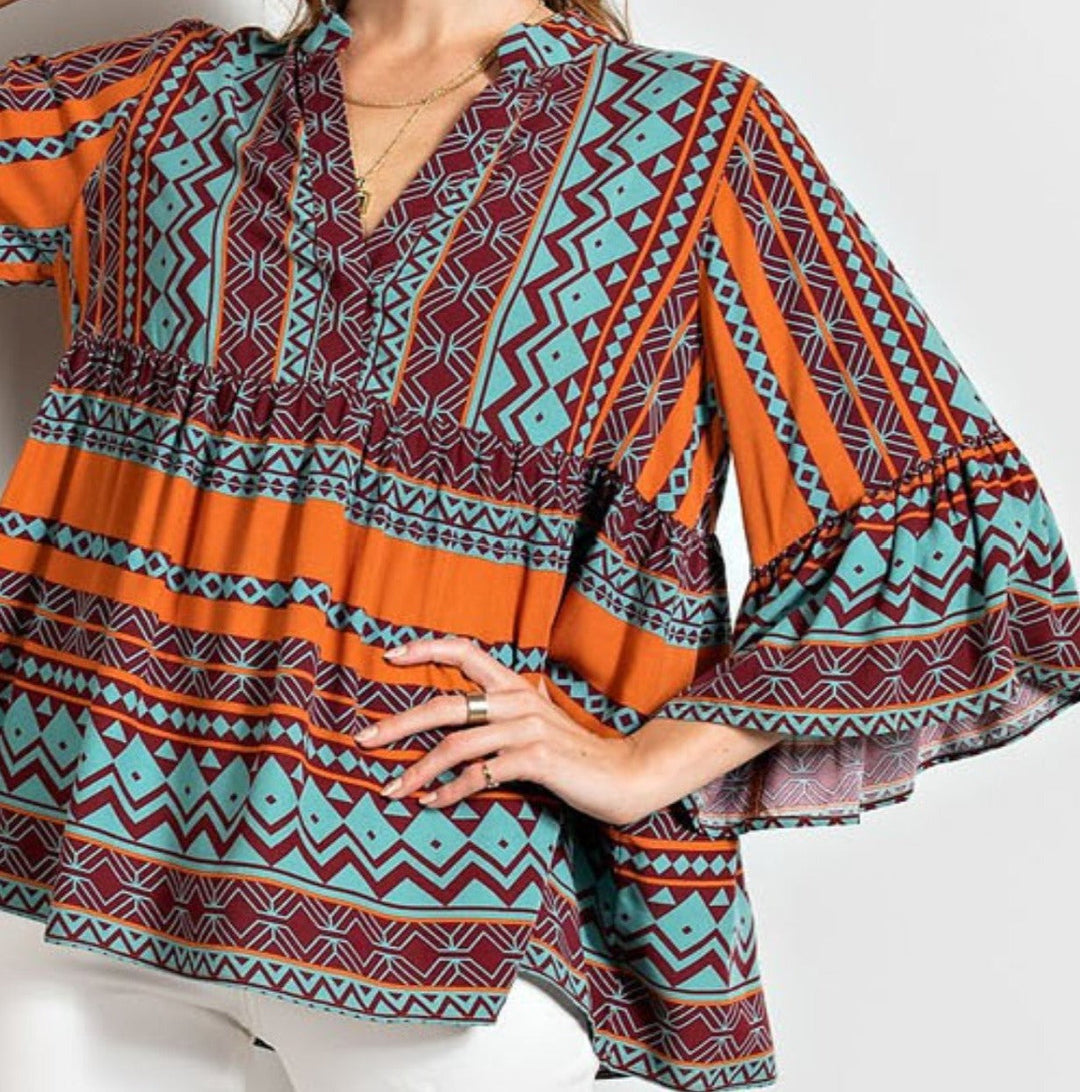 SANTA FE WONDERFUL BROWN & TURQUOISE TUNIC